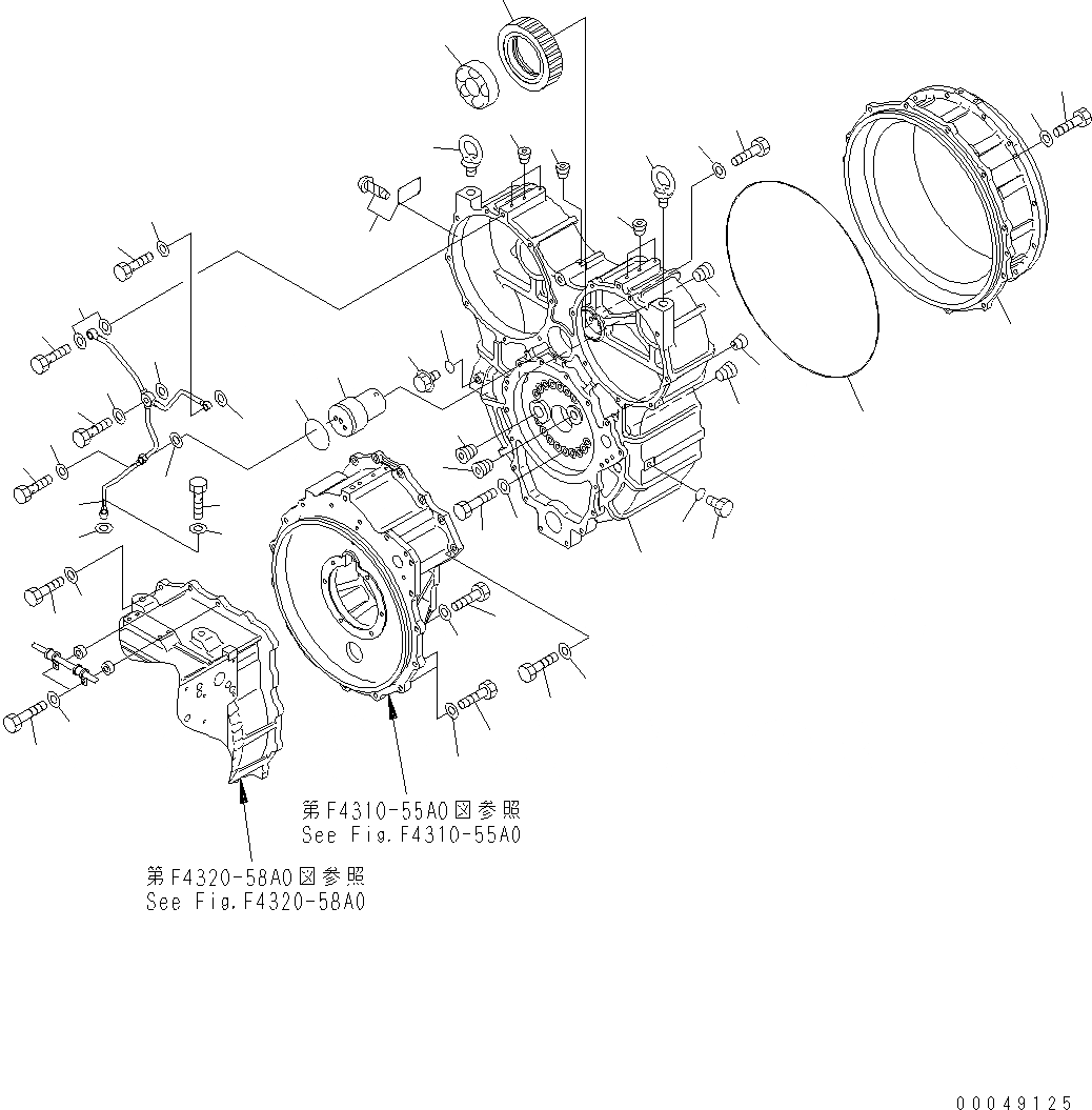 Схема запчастей Komatsu WA500-6 - ГИДРОТРАНСФОРМАТОР (/) F POWER TRANSMITTING СИСТЕМА