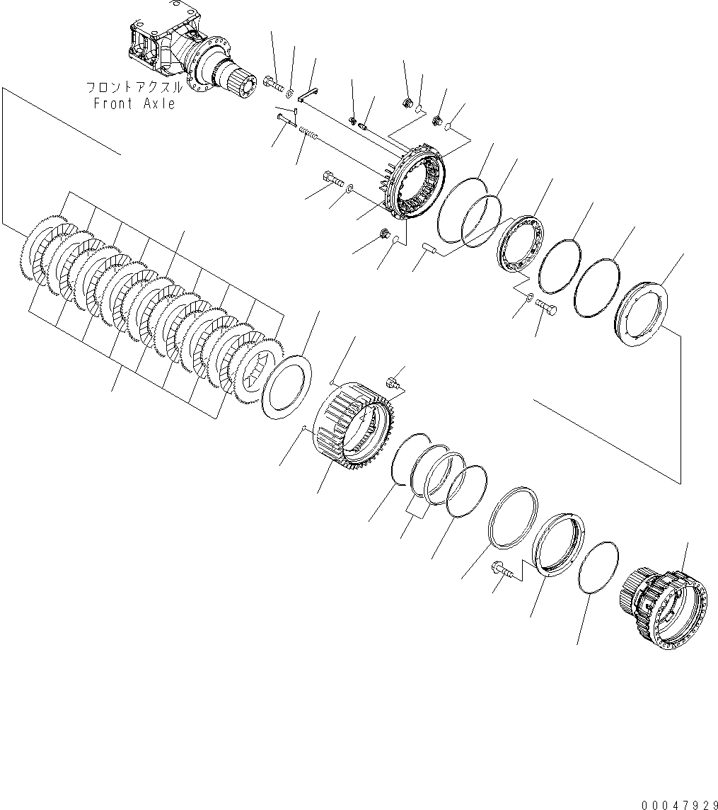 Схема запчастей Komatsu WA500-6 - ПЕРЕДНИЙ МОСТ (КОНЕЧНАЯ ПЕРЕДАЧА ASSEMBLY LHS) (/) F POWER TRANSMITTING СИСТЕМА