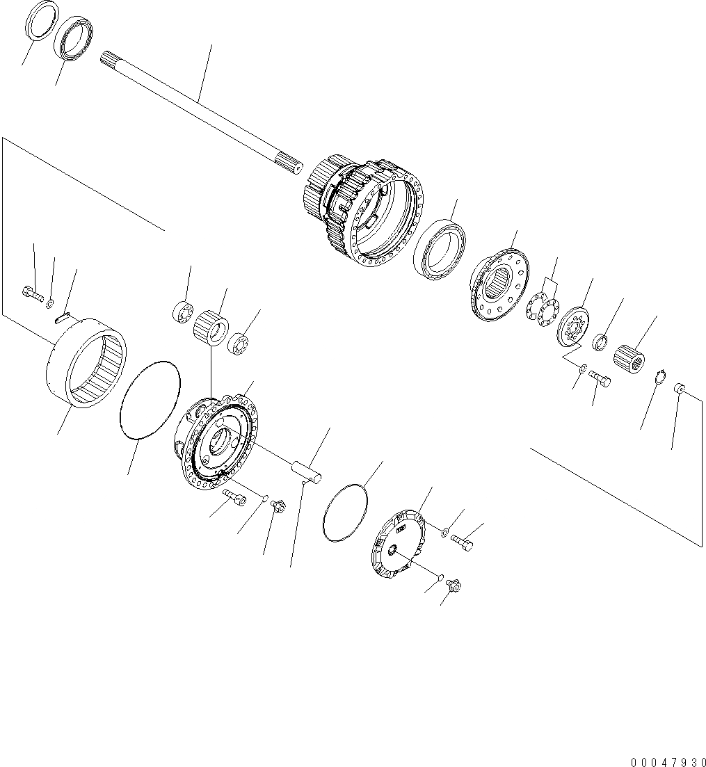 Схема запчастей Komatsu WA500-6 - ПЕРЕДНИЙ МОСТ (КОНЕЧНАЯ ПЕРЕДАЧА ASSEMBLY LHS) (/) F POWER TRANSMITTING СИСТЕМА