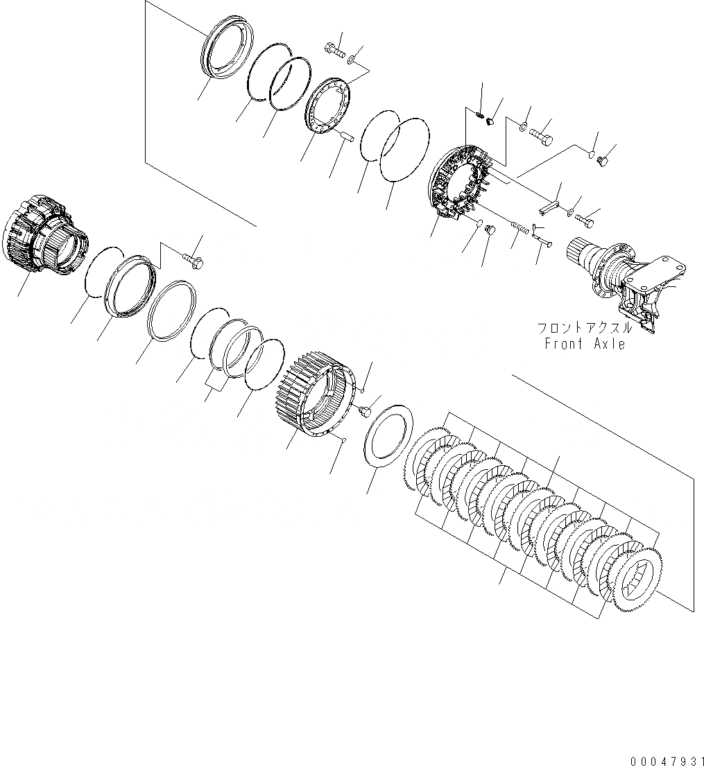 Схема запчастей Komatsu WA500-6 - ПЕРЕДНИЙ МОСТ (КОНЕЧНАЯ ПЕРЕДАЧА ASSEMBLY RHS) (/) F POWER TRANSMITTING СИСТЕМА