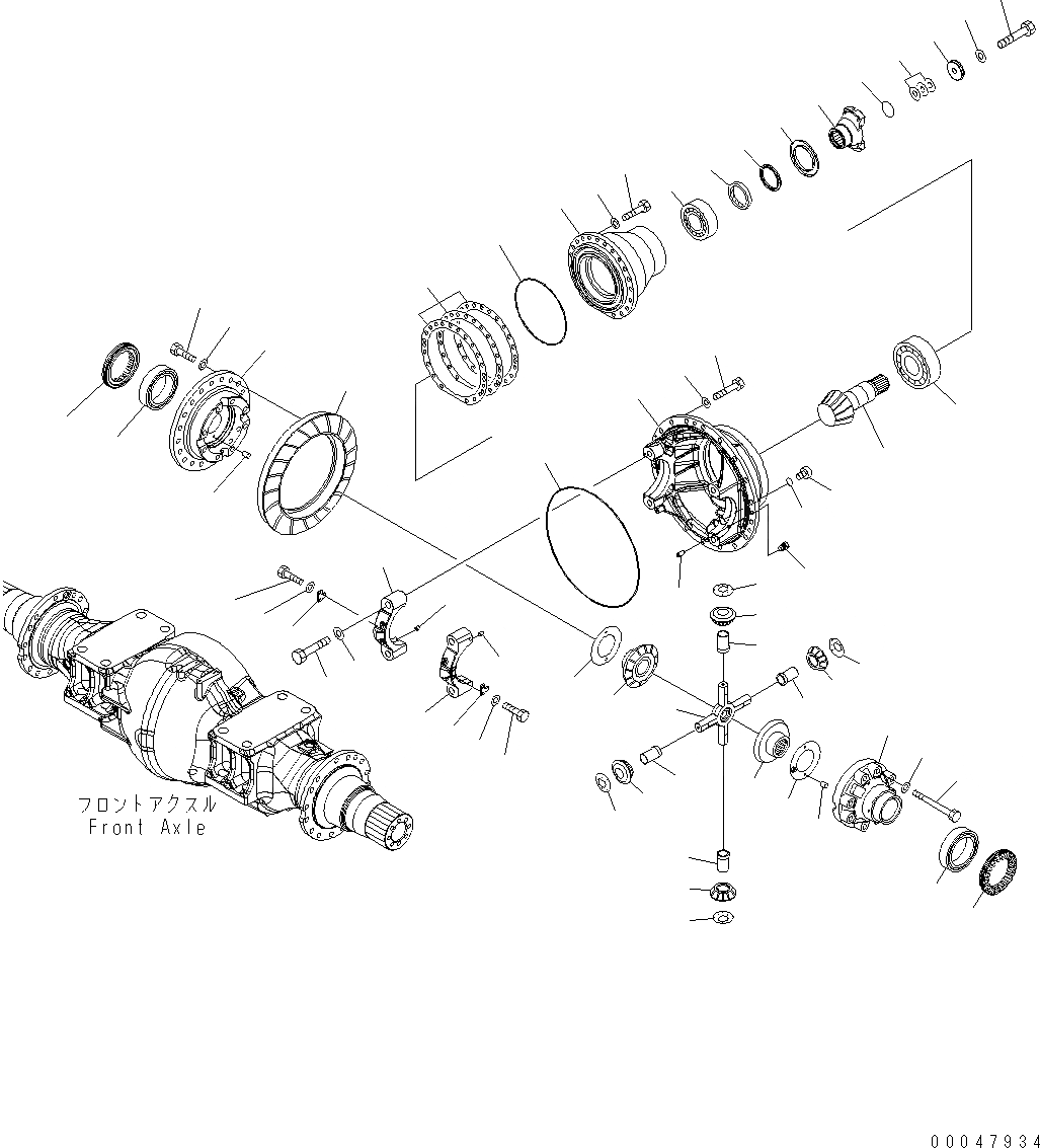 Схема запчастей Komatsu WA500-6 - ПЕРЕДНИЙ МОСТ (ДИФФЕРЕНЦ. ASSEMBLY) F POWER TRANSMITTING СИСТЕМА