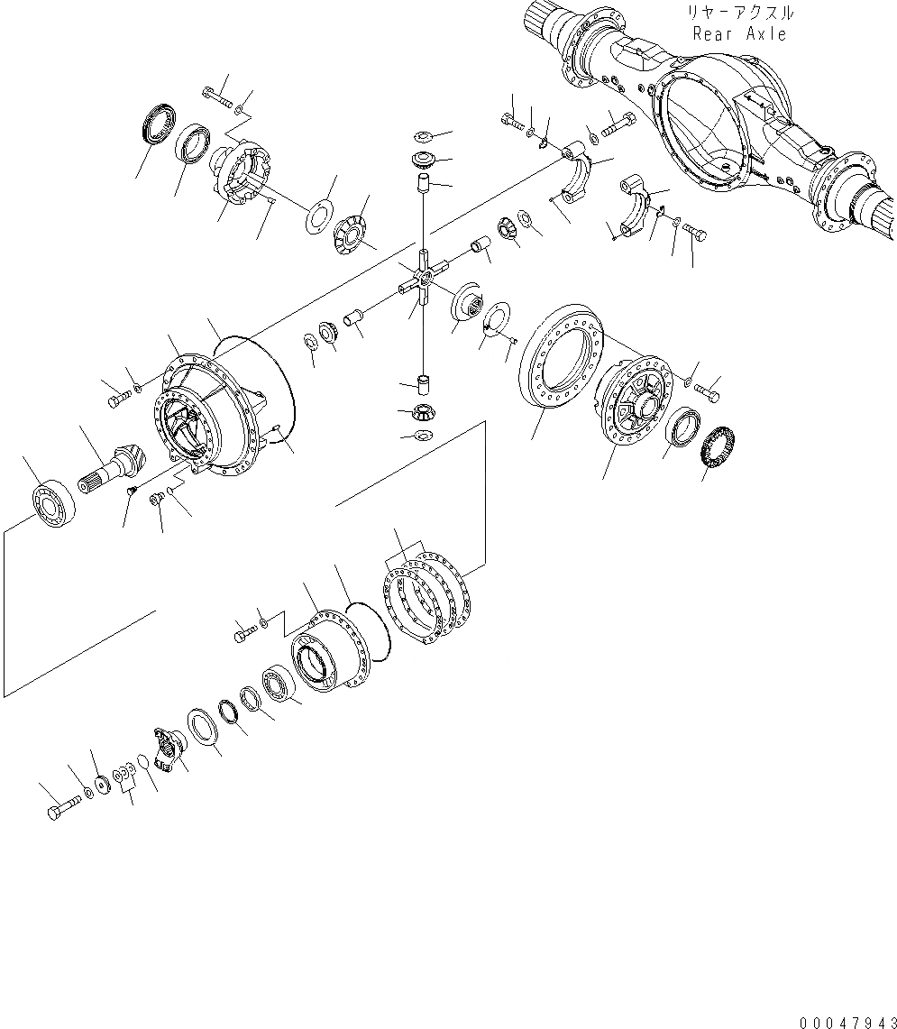 Схема запчастей Komatsu WA500-6 - ЗАДН. МОСТ (ДИФФЕРЕНЦ. ASSEMBLY) F POWER TRANSMITTING СИСТЕМА