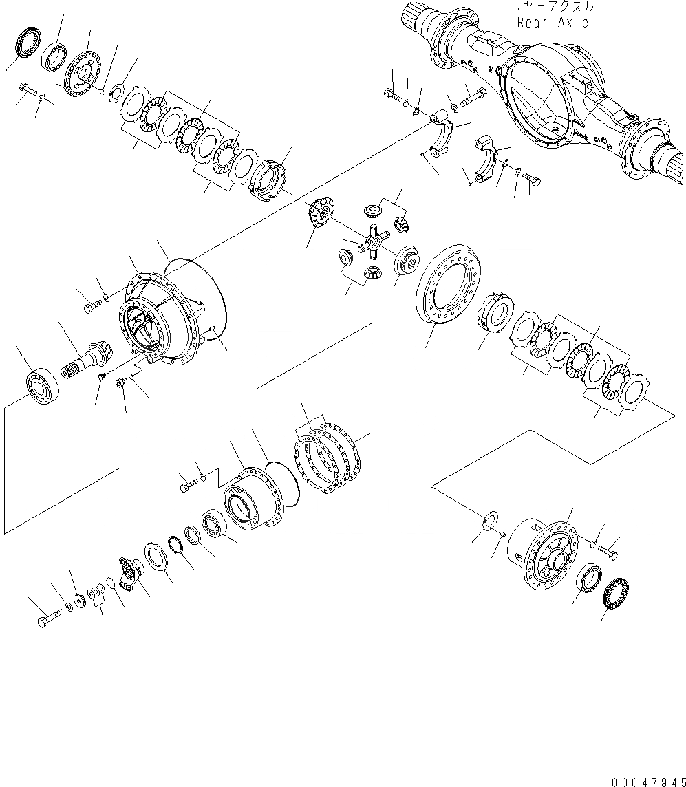 Схема запчастей Komatsu WA500-6 - ЗАДН. МОСТ (ДИФФЕРЕНЦ. ASSEMBLY) (С ANTI-SLIP ДИФФЕРЕНЦ.) F POWER TRANSMITTING СИСТЕМА