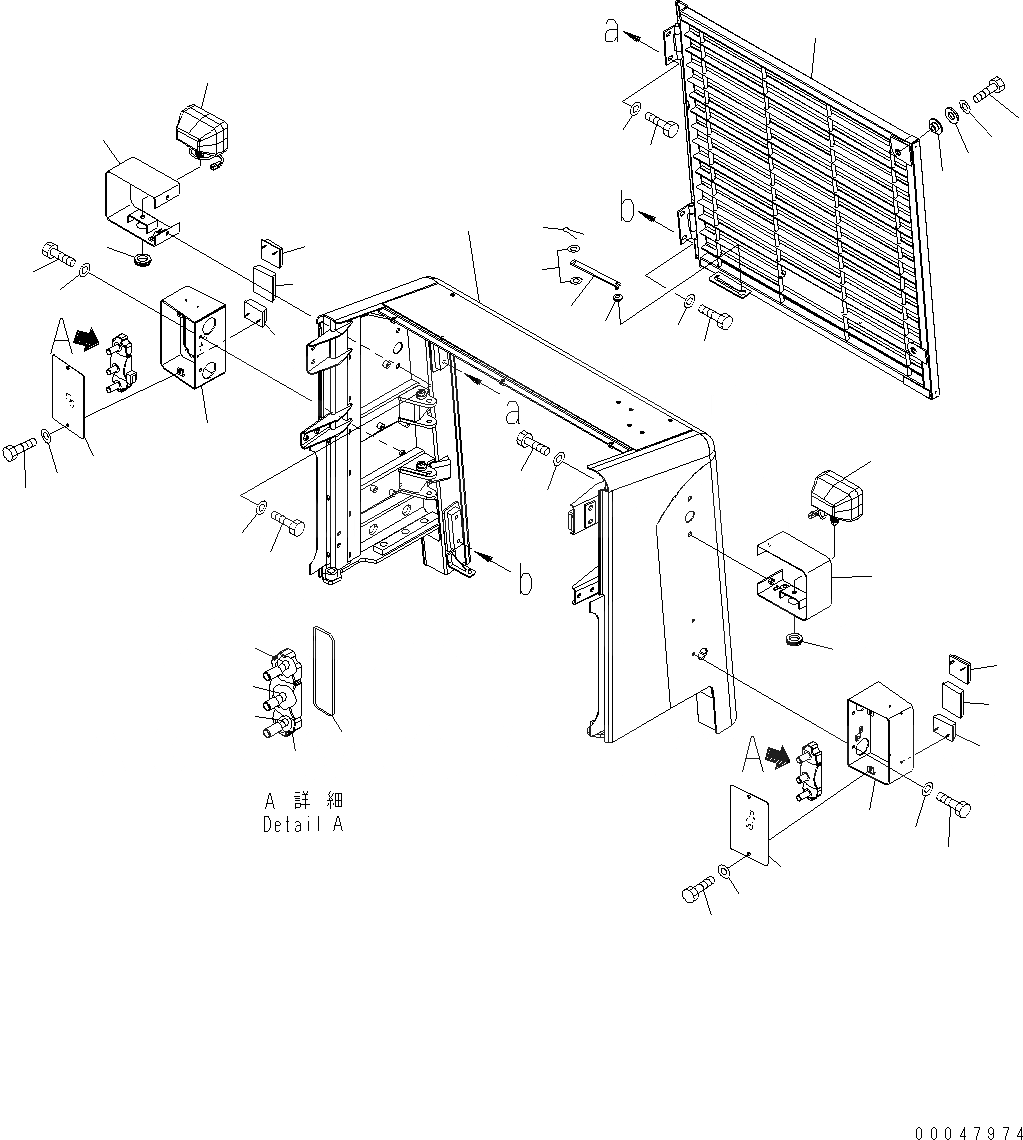 Схема запчастей Komatsu WA500-6 - ЗАЩИТА РАДИАТОРА (ЧАСТИ КОРПУСА РЕШЕТКА И COMBINATION ОСВЕЩЕНИЕ) M ЧАСТИ КОРПУСАS И КРЫШКИ