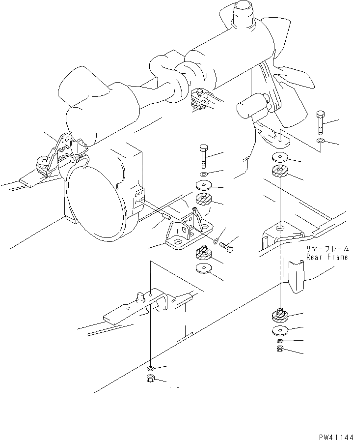 Схема запчастей Komatsu WA600-1 - КРЕПЛЕНИЕ ДВИГАТЕЛЯ КОМПОНЕНТЫ ДВИГАТЕЛЯ И ЭЛЕКТРИКА