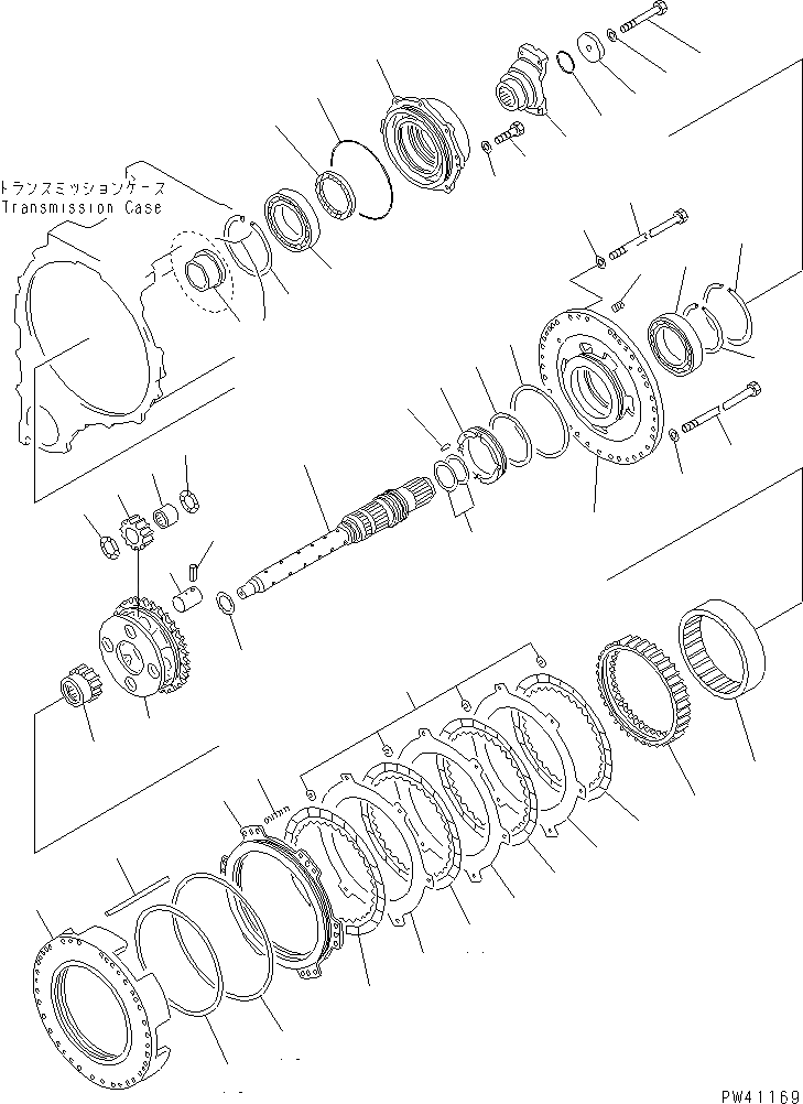 Схема запчастей Komatsu WA600-1 - ТРАНСМИССИЯ (РЕВЕРС МУФТА) ТРАНСМИССИЯ