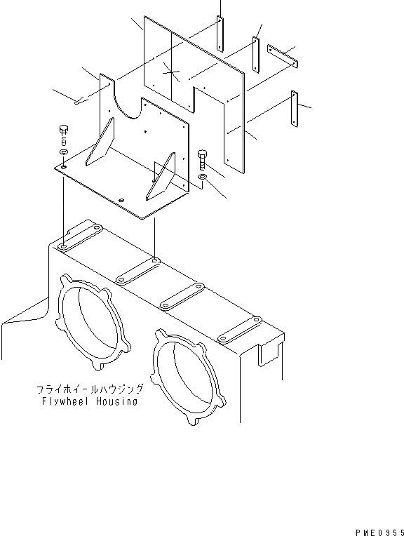 Схема запчастей Komatsu WA600-1 - КРЫШКА ДВИГ-ЛЯ (ЦЕНТР. КОРПУС)(№987-7) РАМА И ЧАСТИ КОРПУСА