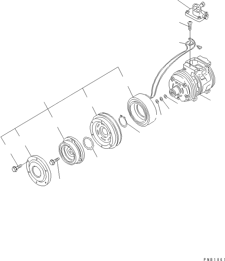 Схема запчастей Komatsu WA600-1 - КОМПРЕССОР (DENSO)(№-) РАМА И ЧАСТИ КОРПУСА