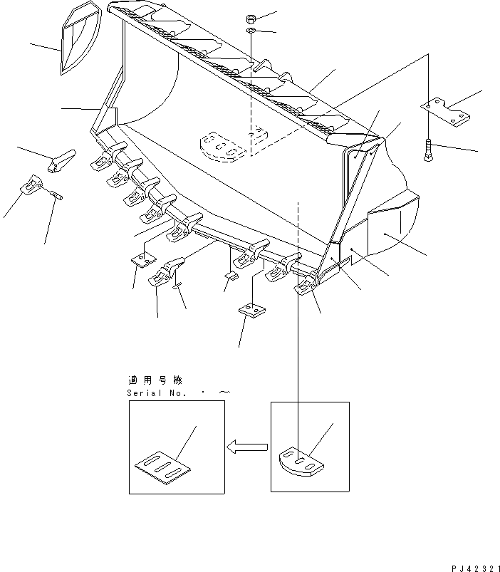 Схема запчастей Komatsu WA600-1 - КОВШ¤ .M РАБОЧЕЕ ОБОРУДОВАНИЕ