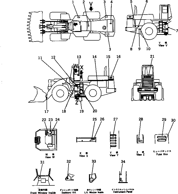 Схема запчастей Komatsu WA600-1 - МАРКИРОВКА (С КАБИНОЙ) (АНГЛ.)(№88-) МАРКИРОВКА¤ ИНСТРУМЕНТ И РЕМКОМПЛЕКТЫ