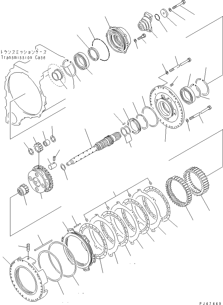 Схема запчастей Komatsu WA600-1H - ТРАНСМИССИЯ (РЕВЕРС МУФТА) ТРАНСМИССИЯ