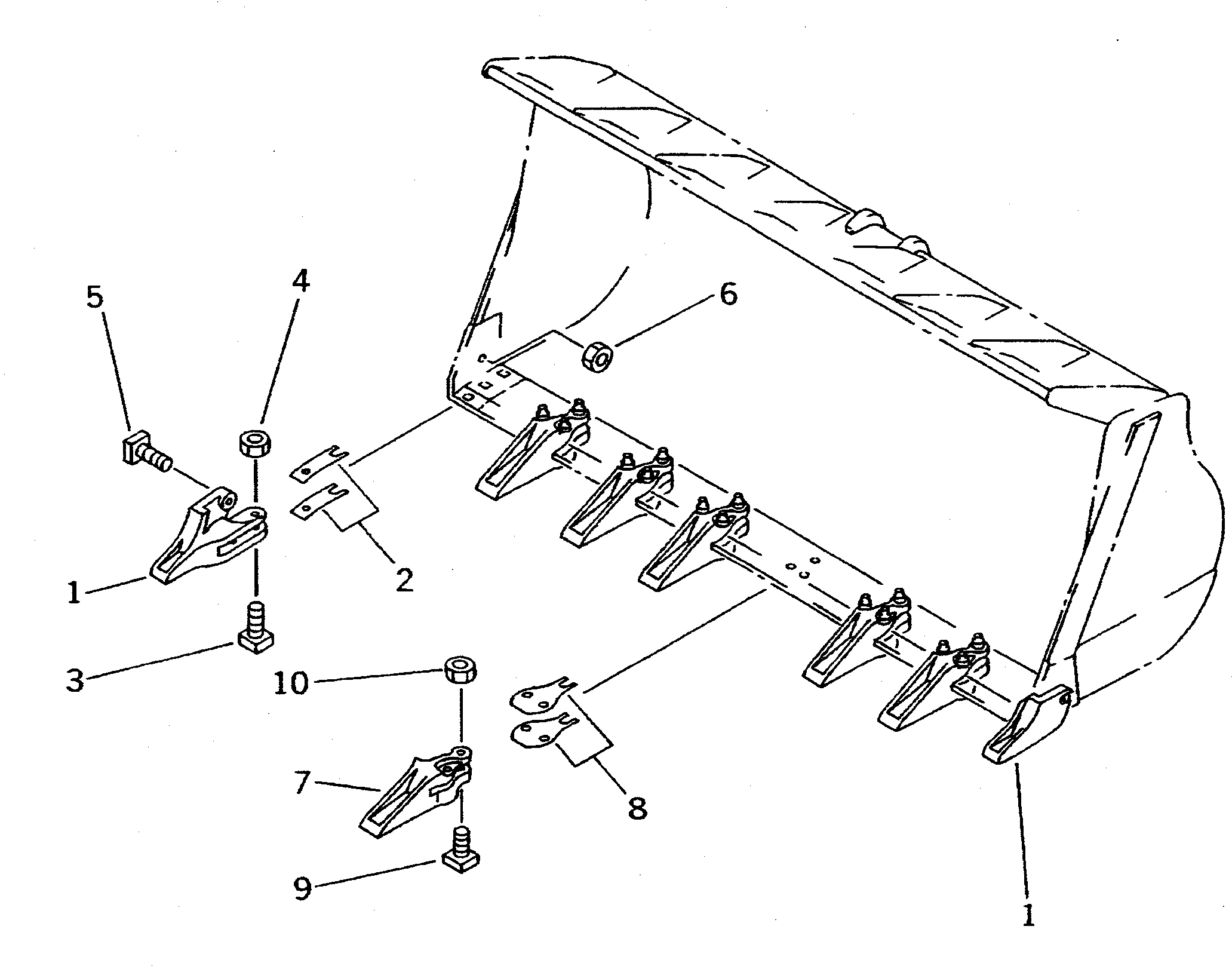 Схема запчастей Komatsu WA600-1H - TOOTH РАБОЧЕЕ ОБОРУДОВАНИЕ
