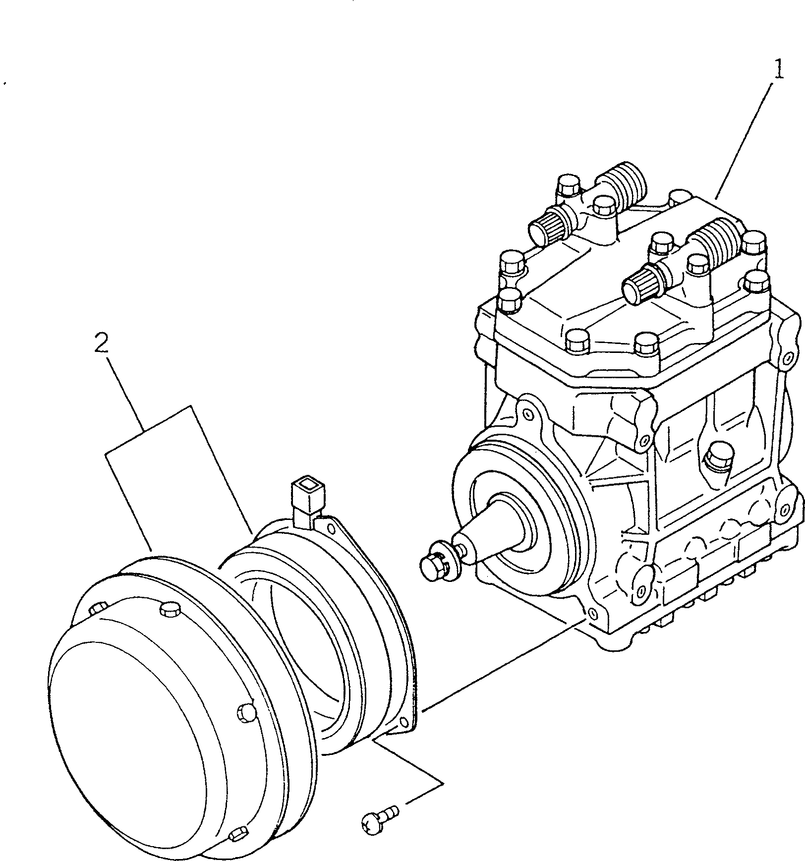 Схема запчастей Komatsu WA600-1 - КОМПРЕССОР (DENSO)(№-) РАМА И ЧАСТИ КОРПУСА