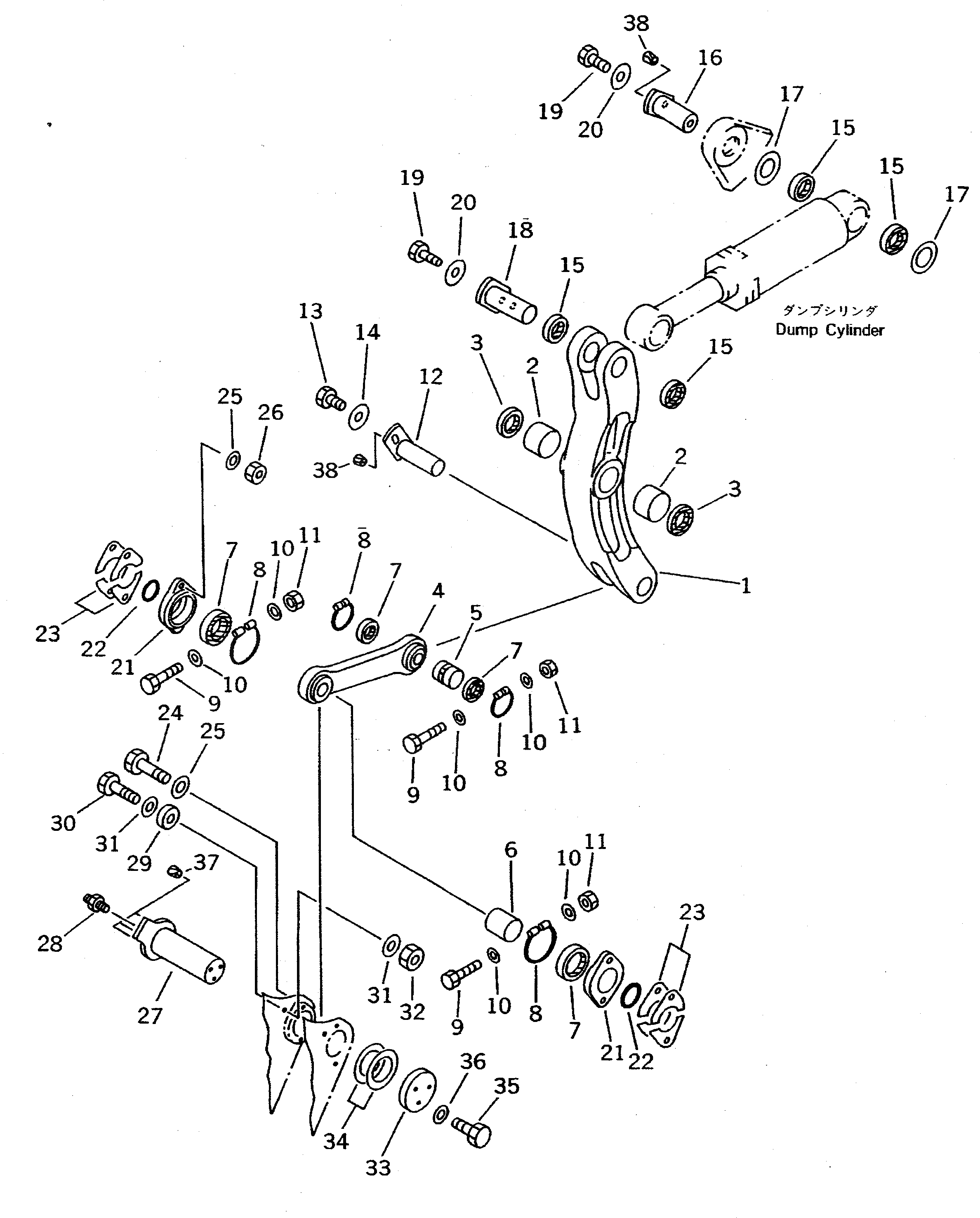 Схема запчастей Komatsu WA600-1 - КОЛЕНЧАТЫЙ РЫЧАГ (АВТОМАТИЧ. СМАЗ. СИСТЕМА)(№8-) РАБОЧЕЕ ОБОРУДОВАНИЕ