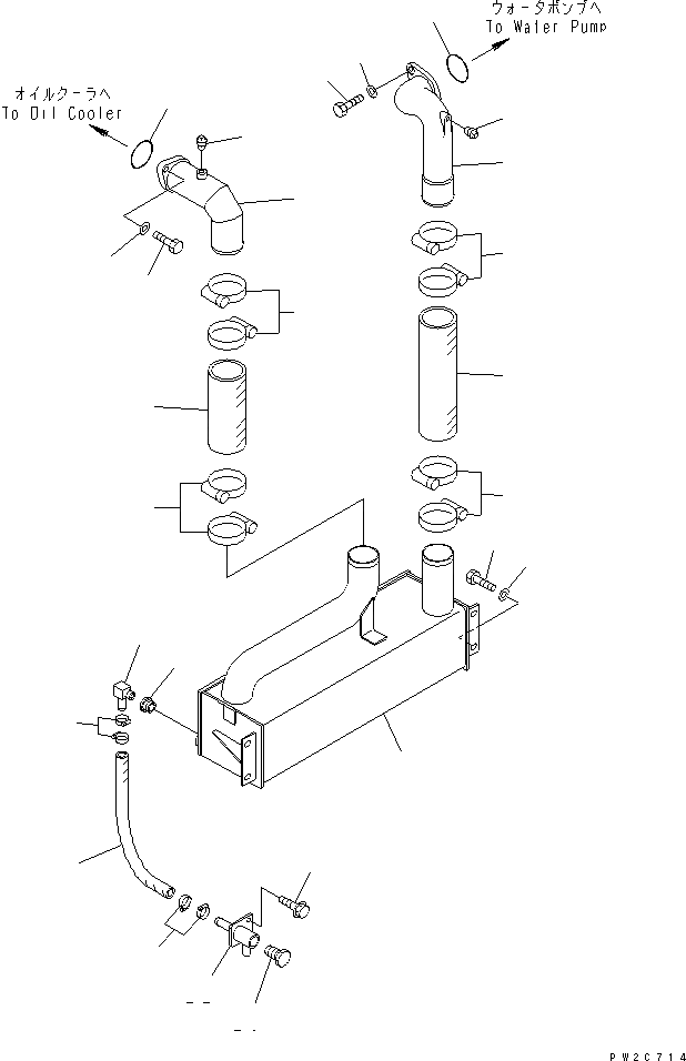 Схема запчастей Komatsu WA600-3 - РАДИАТОР (МАСЛООХЛАДИТЕЛЬ И ВОДН. ГИДРОЛИНИЯ)(№-) СИСТЕМА ОХЛАЖДЕНИЯ