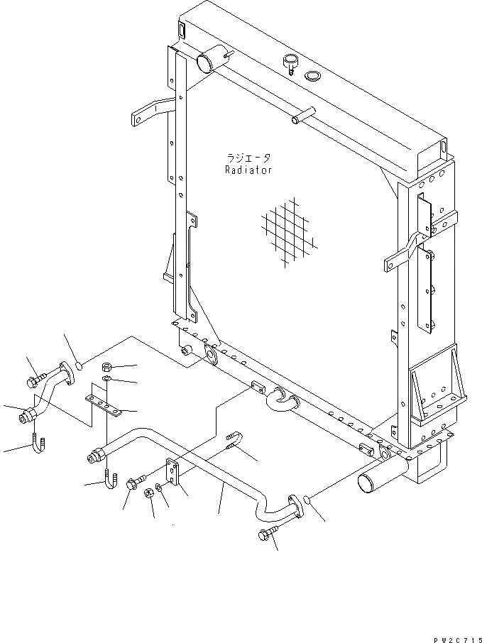 Схема запчастей Komatsu WA600-3 - РАДИАТОР (НИЖН. БАК ТРУБКА И ЭЛЕМЕНТЫ КРЕПЛЕНИЯ)(№-) СИСТЕМА ОХЛАЖДЕНИЯ