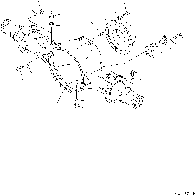 Схема запчастей Komatsu WA600-3 - ЗАДН. МОСТ (КОЖУХ) ГИДРОТРАНСФОРМАТОР И ТРАНСМИССИЯ