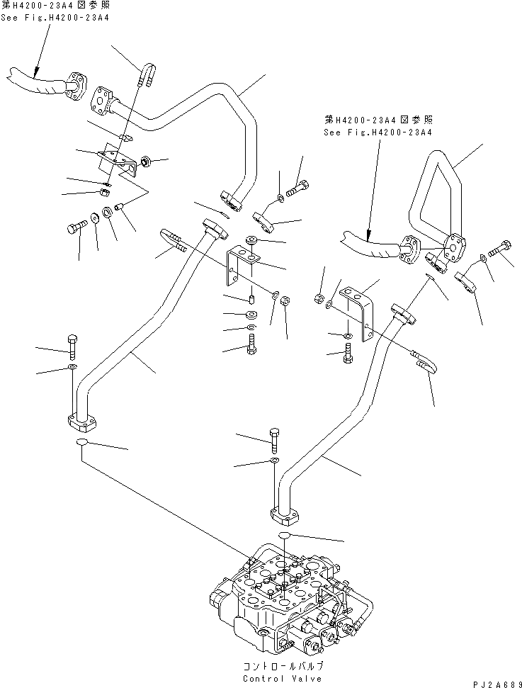 Схема запчастей Komatsu WA600-3 - ГИДРАВЛ ЛИНИЯ (ПЕРЕДН. ЛИНИЯ /) (С 3-Х СЕКЦИОНН. КЛАПАН) ГИДРАВЛИКА