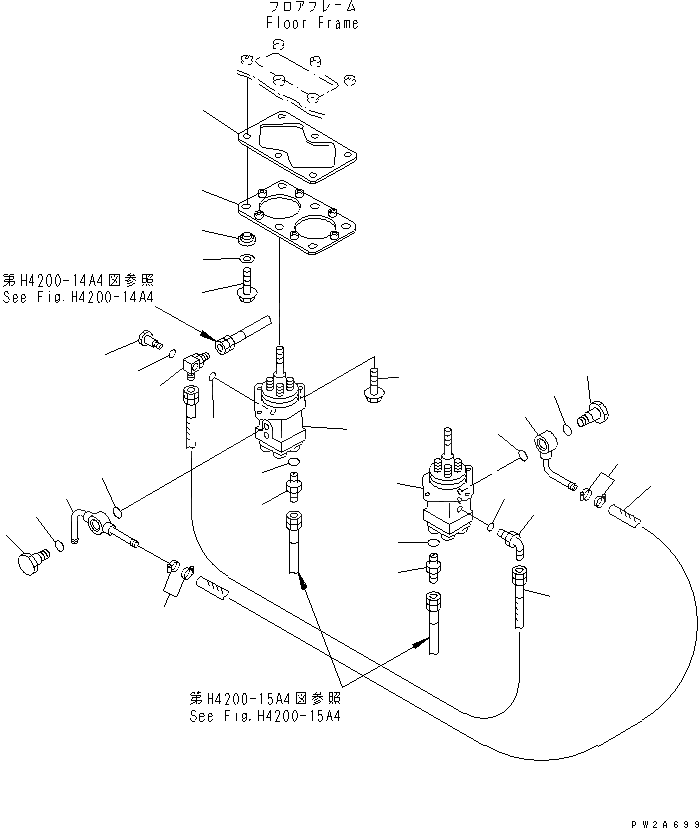Схема запчастей Komatsu WA600-3 - ПОЛ (ЛИНИЯ КЛАПАНА PPC) (С 3-Х СЕКЦИОНН. КЛАПАН) КАБИНА ОПЕРАТОРА И СИСТЕМА УПРАВЛЕНИЯ