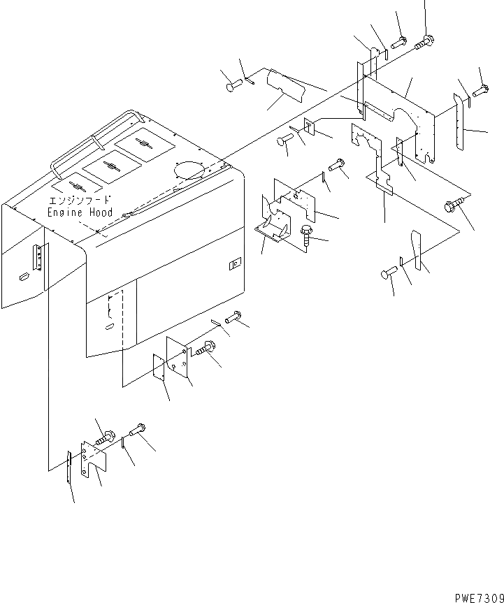 Схема запчастей Komatsu WA600-3 - КАПОТ (BULKHEAD)(№-) ЧАСТИ КОРПУСА