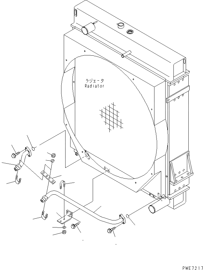 Схема запчастей Komatsu WA600-3D - РАДИАТОР (НИЖН. БАК ТРУБКА И ЭЛЕМЕНТЫ КРЕПЛЕНИЯ)(№-) СИСТЕМА ОХЛАЖДЕНИЯ