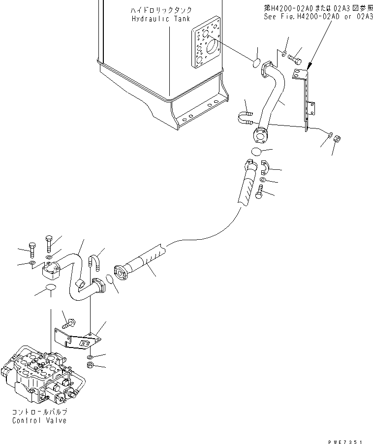 Схема запчастей Komatsu WA600-3D - ГИДРАВЛ ЛИНИЯ (ВОЗВРАТН. ЛИНИЯ ДЛЯ УПРАВЛЯЮЩ. КЛАПАН) ГИДРАВЛИКА