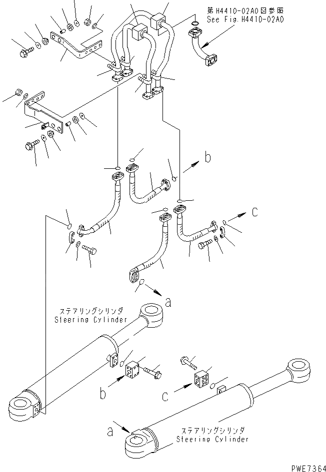 Схема запчастей Komatsu WA600-3D - РУЛЕВ. УПРАВЛЕНИЕ ЛИНИЯ (ЦИЛИНДР РУЛЕВ. УПР-Я ТРУБЫ) ГИДРАВЛИКА