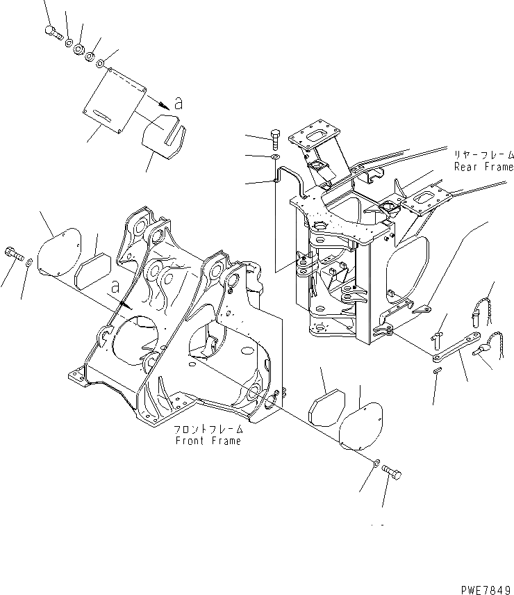 Схема запчастей Komatsu WA600-3D - БЛОКИРОВКА И КРЫШКИ(ДЛЯ ПЕРЕДН. И ЗАДН. РАМА) ОСНОВНАЯ РАМА И ЕЕ ЧАСТИ