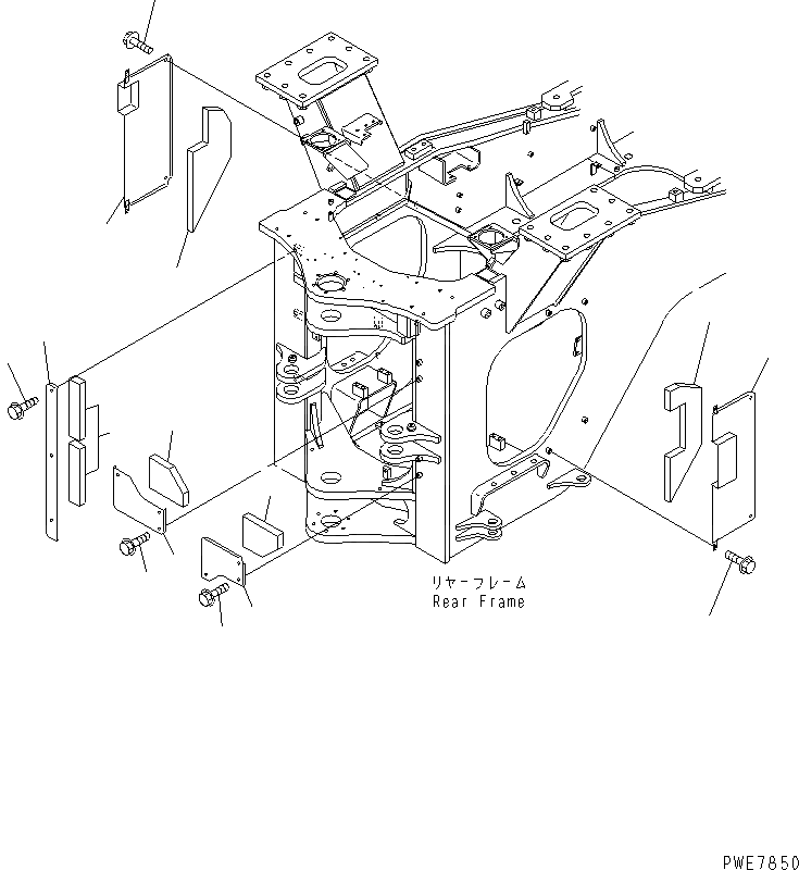 Схема запчастей Komatsu WA600-3D - БЛОКИРОВКА И КРЫШКИ(ЗАДН. РАМА COVER)(№-) ОСНОВНАЯ РАМА И ЕЕ ЧАСТИ
