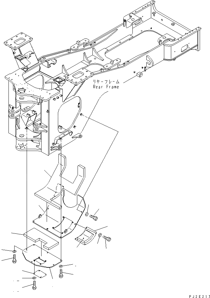 Схема запчастей Komatsu WA600-3D - БЛОКИРОВКА И КРЫШКИ(НИЖН. КРЫШКА)(№-) ОСНОВНАЯ РАМА И ЕЕ ЧАСТИ