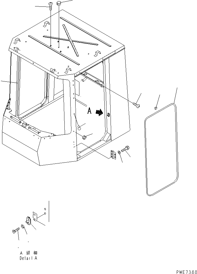 Схема запчастей Komatsu WA600-3D - КАБИНА (КРЫШКА И ЧАСТИ ДВЕРИ)(№-) КАБИНА ОПЕРАТОРА И СИСТЕМА УПРАВЛЕНИЯ