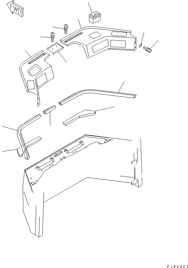 Схема запчастей Komatsu WA600-3D - КАБИНА (ПЕРЕДН. ИНТЕРЬЕР COVER) КАБИНА ОПЕРАТОРА И СИСТЕМА УПРАВЛЕНИЯ