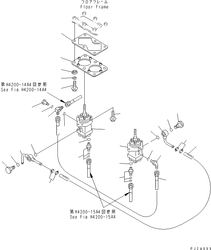 Схема запчастей Komatsu WA600-3D - ПОЛ (ЛИНИЯ КЛАПАНА PPC) (С 3-Х СЕКЦИОНН. КЛАПАН) КАБИНА ОПЕРАТОРА И СИСТЕМА УПРАВЛЕНИЯ