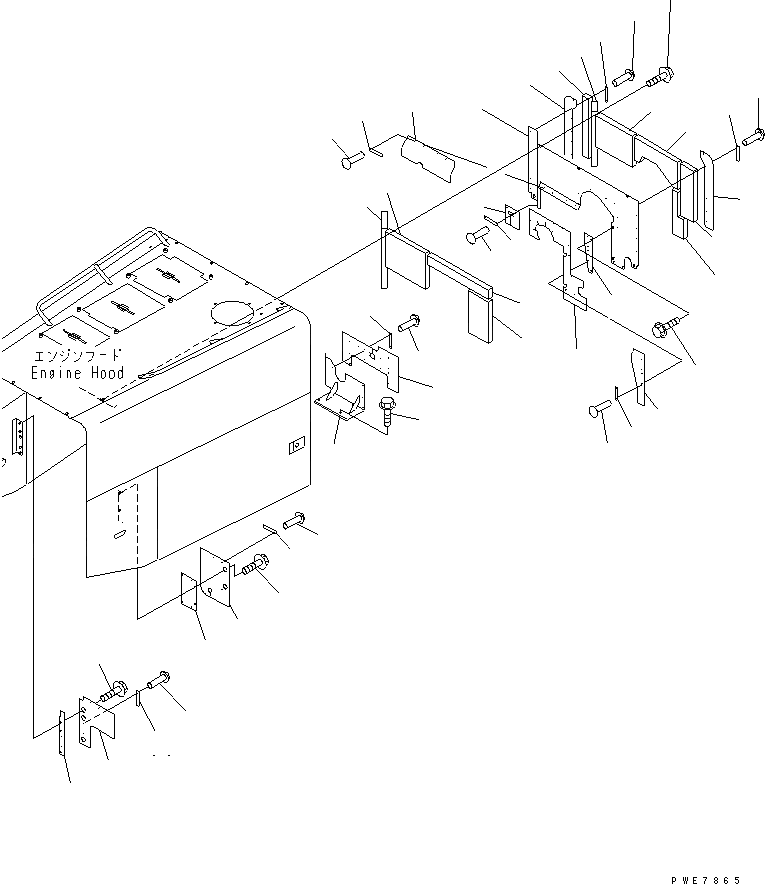 Схема запчастей Komatsu WA600-3D - КАПОТ (BULKHEAD)(№-) ЧАСТИ КОРПУСА