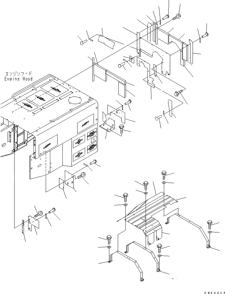 Схема запчастей Komatsu WA600-3D - КАПОТ (BULKHEAD)(№-) ЧАСТИ КОРПУСА