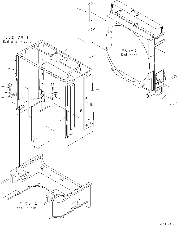 Схема запчастей Komatsu WA600-3D - КАПОТ (ЗАЩИТА РАДИАТОРА ЭЛЕМЕНТЫ КРЕПЛЕНИЯ)(№-) ЧАСТИ КОРПУСА