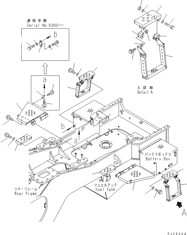 Схема запчастей Komatsu WA600-3D - ЛЕСТНИЦА (КАПОТ ) ЧАСТИ КОРПУСА