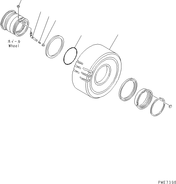 Схема запчастей Komatsu WA600-3D - ШИНЫ (///PR-L БЕСКАМЕРНЫЕ ШИНЫ) (ШИНЫ PATTERN S-) (TOYO) ПОДВЕСКА И КОЛЕСА