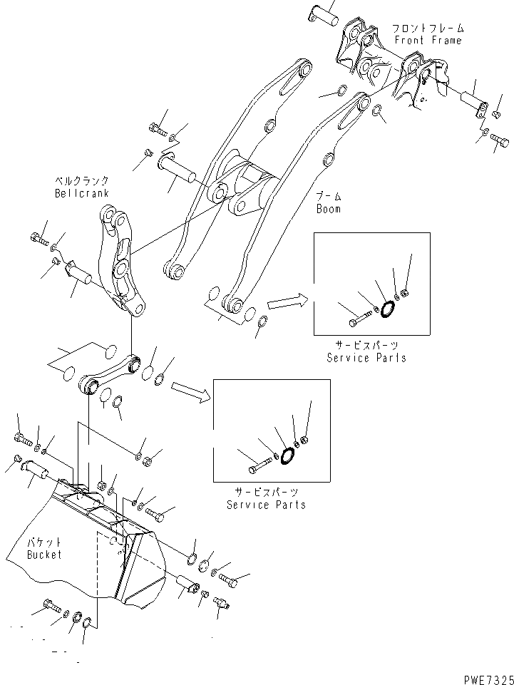 Схема запчастей Komatsu WA600-3D - РУКОЯТЬ И КОЛЕНЧАТЫЙ РЫЧАГ (ПАЛЕЦ)(№-9) РАБОЧЕЕ ОБОРУДОВАНИЕ
