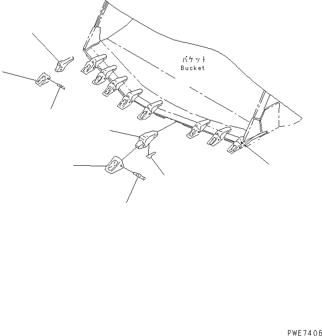Схема запчастей Komatsu WA600-3D - ЗУБЬЯ(ГОРИЗОНТАЛЬН. ПАЛЕЦ¤ WELDED АДАПТЕР) (СЪЕМНЫЕ ЗУБЬЯДЛЯ V-ОБРАЗН КОВШ) РАБОЧЕЕ ОБОРУДОВАНИЕ