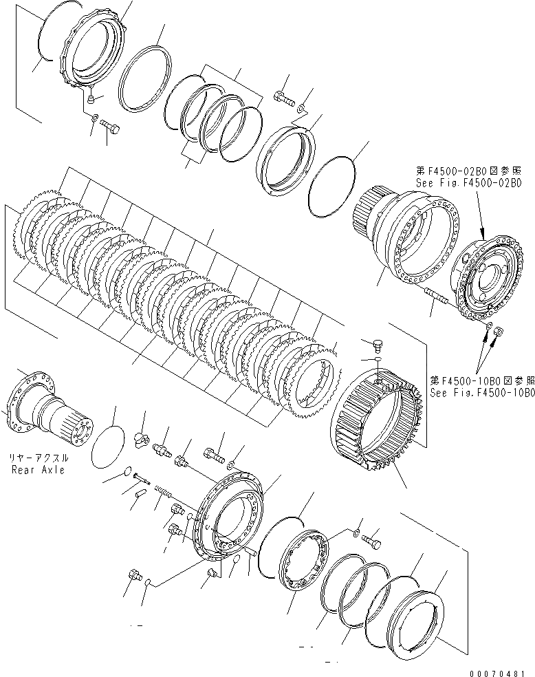 Схема запчастей Komatsu WA600-3 - ЗАДН. МОСТ (КОЛЕСН. ТОРМОЗ)(№-) ГИДРОТРАНСФОРМАТОР И ТРАНСМИССИЯ