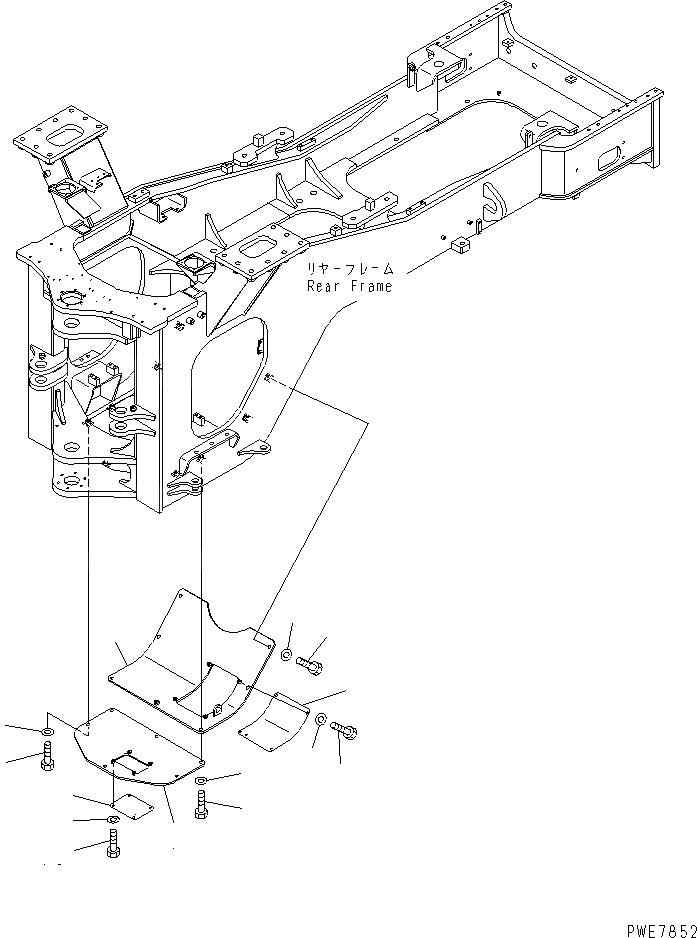 Схема запчастей Komatsu WA600-3 - БЛОКИРОВКА И КРЫШКИ(НИЖН. ЗАЩИТА) (С НИЖН. ЗАЩИТА) ОСНОВНАЯ РАМА И ЕЕ ЧАСТИ