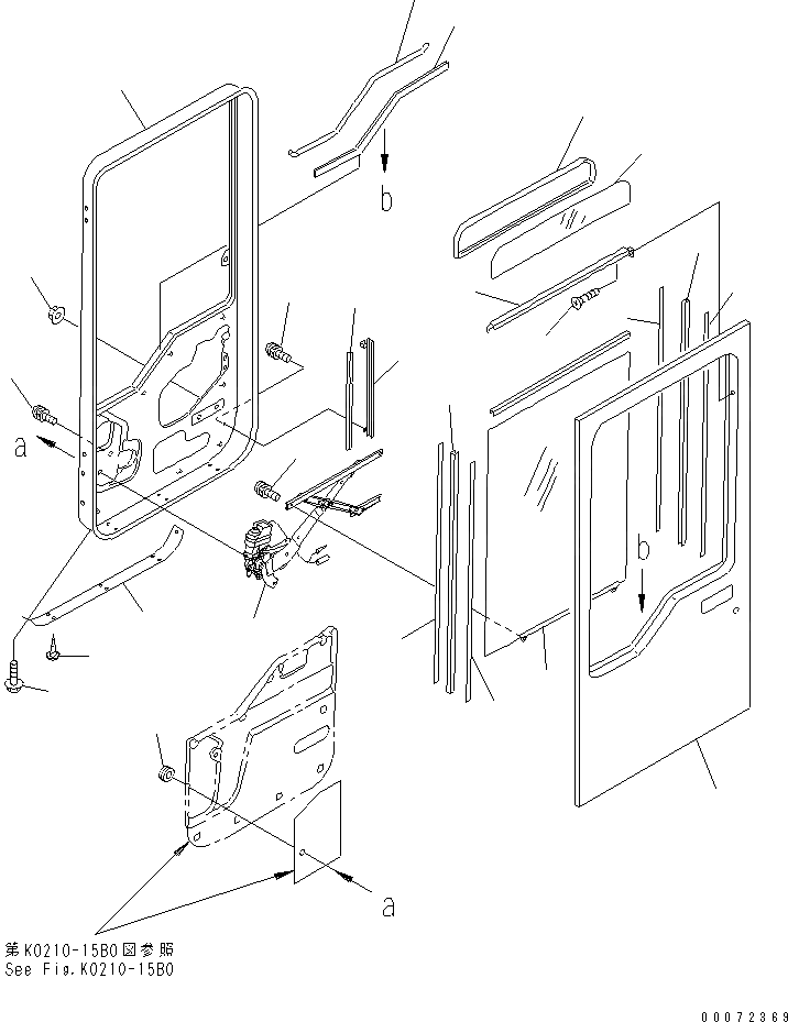Схема запчастей Komatsu WA600-3 - КАБИНА (ЛЕВ. ДВЕРЬ В СБОРЕ) (ДВЕРЬ РАМА¤ ОКНА И РЕГУЛЯТОР)(№-) КАБИНА ОПЕРАТОРА И СИСТЕМА УПРАВЛЕНИЯ