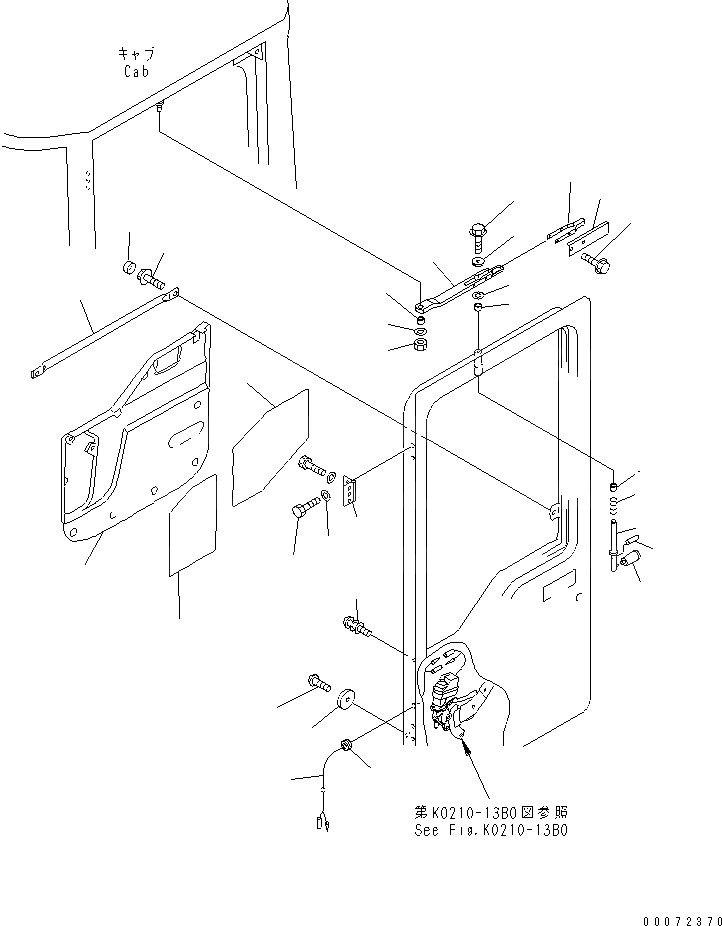 Схема запчастей Komatsu WA600-3 - КАБИНА (ЛЕВ. ДВЕРЬ В СБОРЕ) (ДВЕРЬ ФИКСАТОР ОТКРЫТИЯ¤ ПОДУШКА И РУЧКА)(№-) КАБИНА ОПЕРАТОРА И СИСТЕМА УПРАВЛЕНИЯ