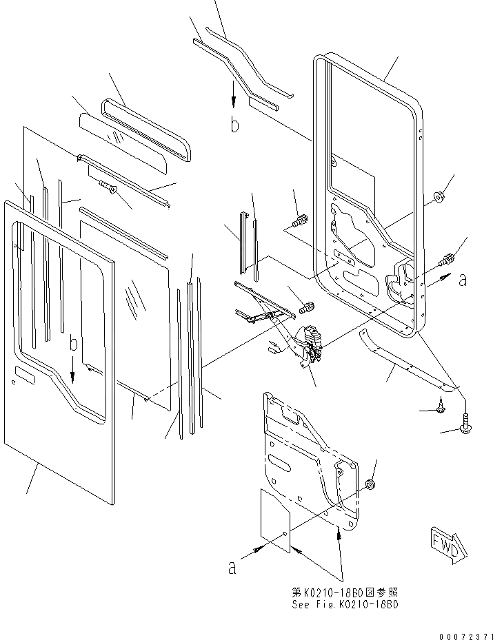 Схема запчастей Komatsu WA600-3 - КАБИНА (ПРАВ. ДВЕРЬ В СБОРЕ) (ДВЕРЬ РАМА¤ ОКНА И РЕГУЛЯТОР)(№-) КАБИНА ОПЕРАТОРА И СИСТЕМА УПРАВЛЕНИЯ