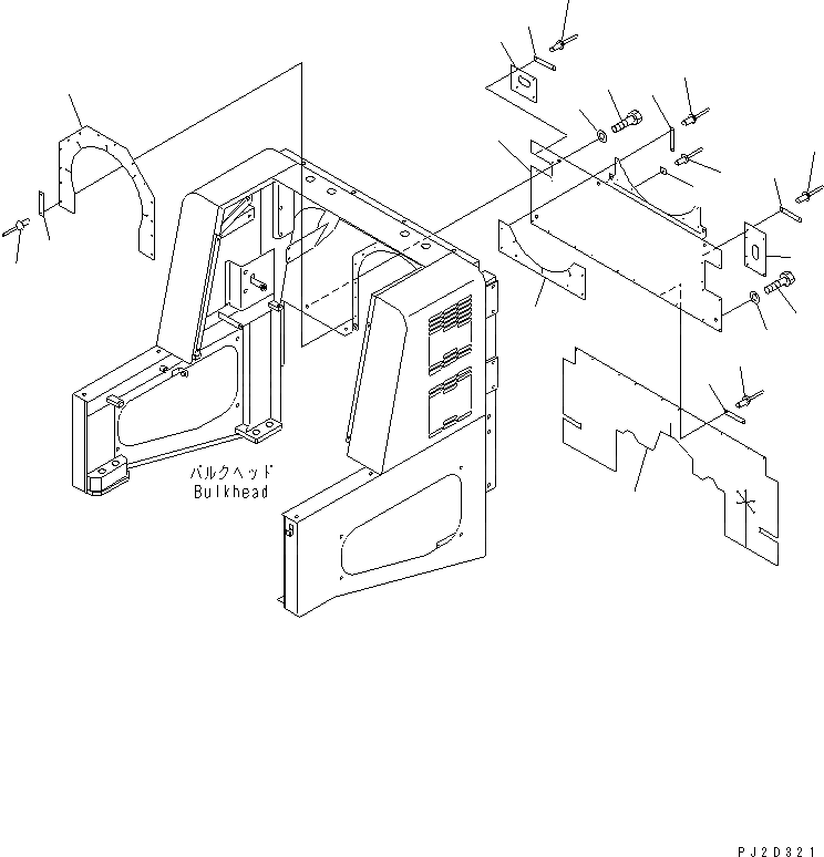 Схема запчастей Komatsu WA600-3 - ОТСЕК ДВИГАТЕЛЯ(РЕЗИН. ДЛЯ BULKHEAD)(№-) ЧАСТИ КОРПУСА