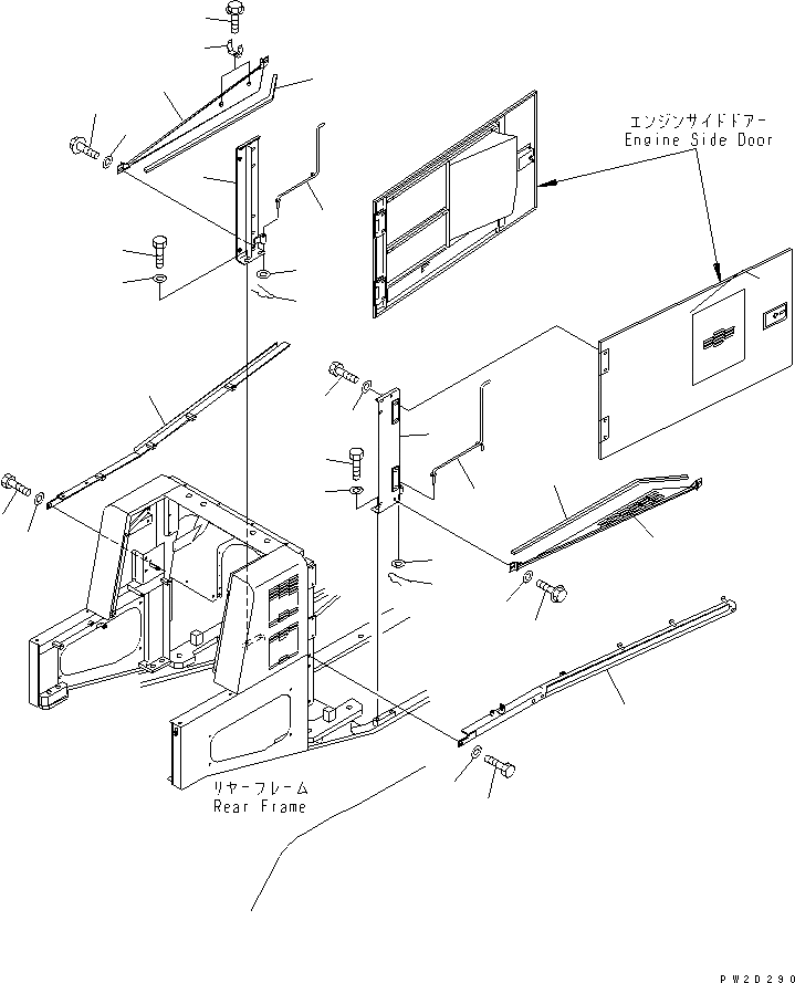 Схема запчастей Komatsu WA600-3 - КАПОТ (СУППОРТ)(№-) ЧАСТИ КОРПУСА