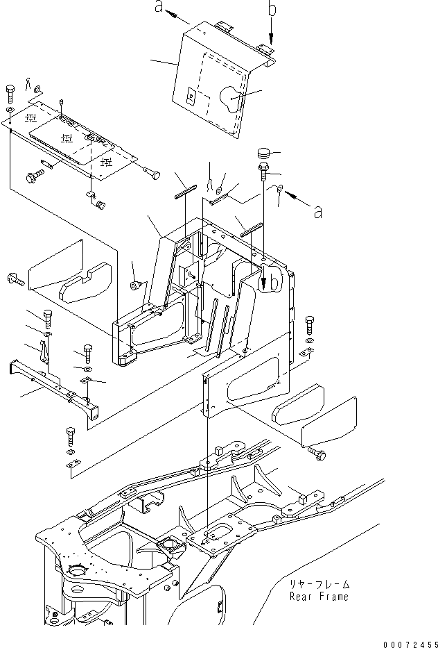 Схема запчастей Komatsu WA600-3 - КАПОТ (ОТСЕК ДВИГАТЕЛЯ С P.M. CLINIC)(№-) ЧАСТИ КОРПУСА