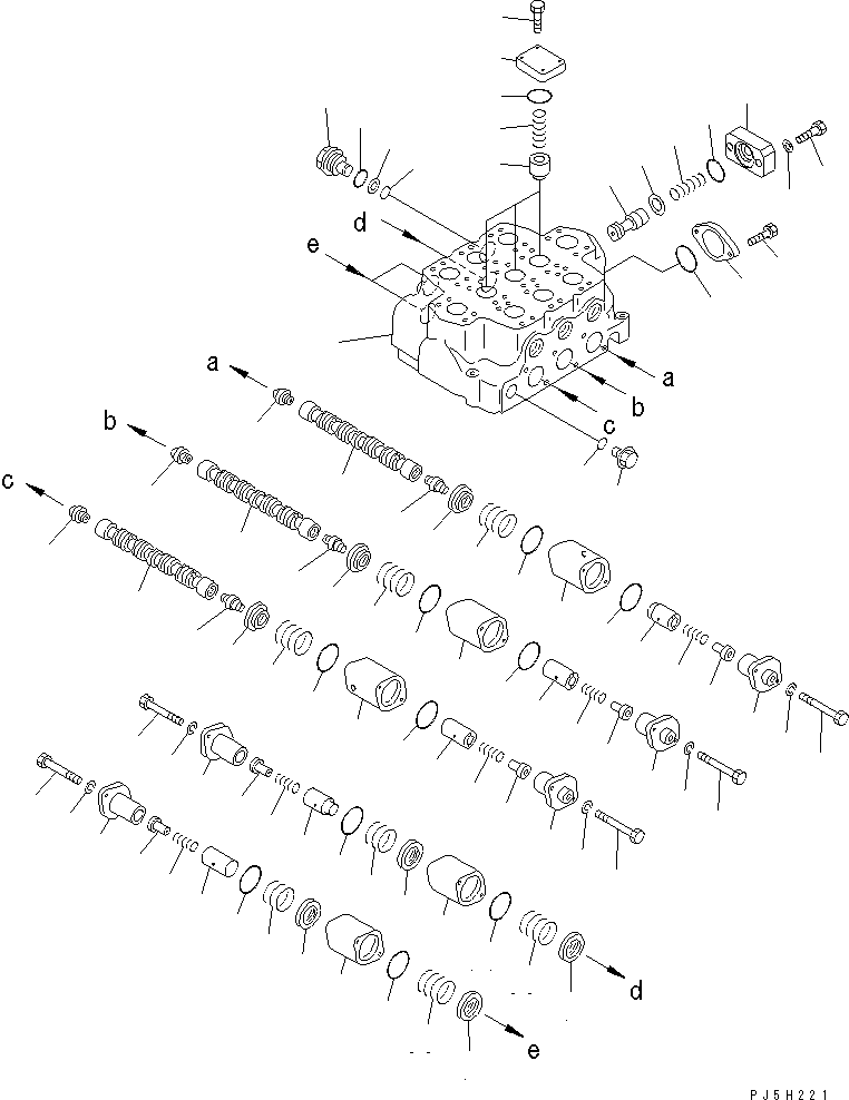 Схема запчастей Komatsu WA600-3 - УПРАВЛЯЮЩ. КЛАПАН (3-Х СЕКЦИОНН.) (/) ОСНОВН. КОМПОНЕНТЫ И РЕМКОМПЛЕКТЫ