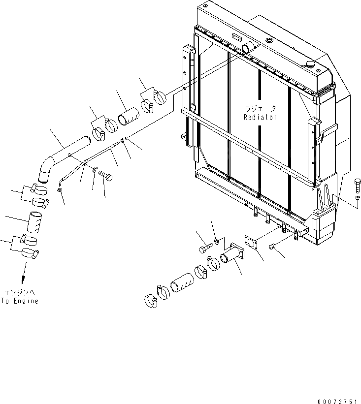 Схема запчастей Komatsu WA600-6 - РАДИАТОР (ДВИГАТЕЛЬ ТРУБЫ)(№7-) СИСТЕМА ОХЛАЖДЕНИЯ